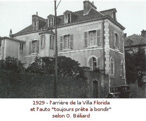 1929 - l'arrière de la Villa Florida et l'auto